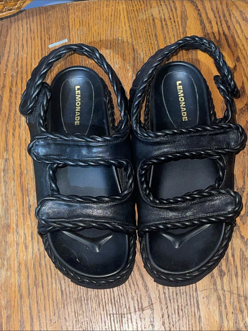 LEMONADE Black Braided Strap Women's Sandals NWOT